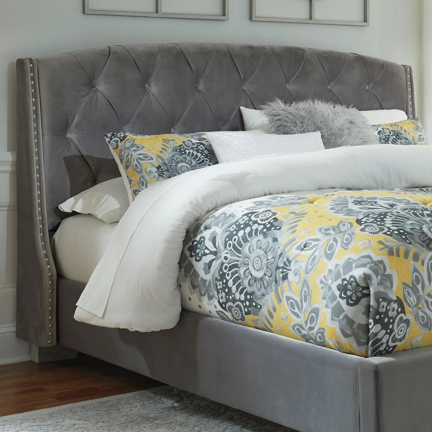 queen upholstered headboard and frame beige signature design by ashley kasidon queen upholstered headboard in gray velvet queen upholstered headboard and frame beige signature design by ashley kasidon queen upholstered headboard in gray velvet